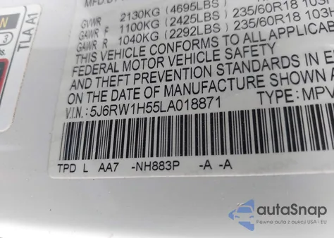 2020 Honda Cr-V Ex z USA, uszkodzony, nr VIN 5J6RW1H55LA018871